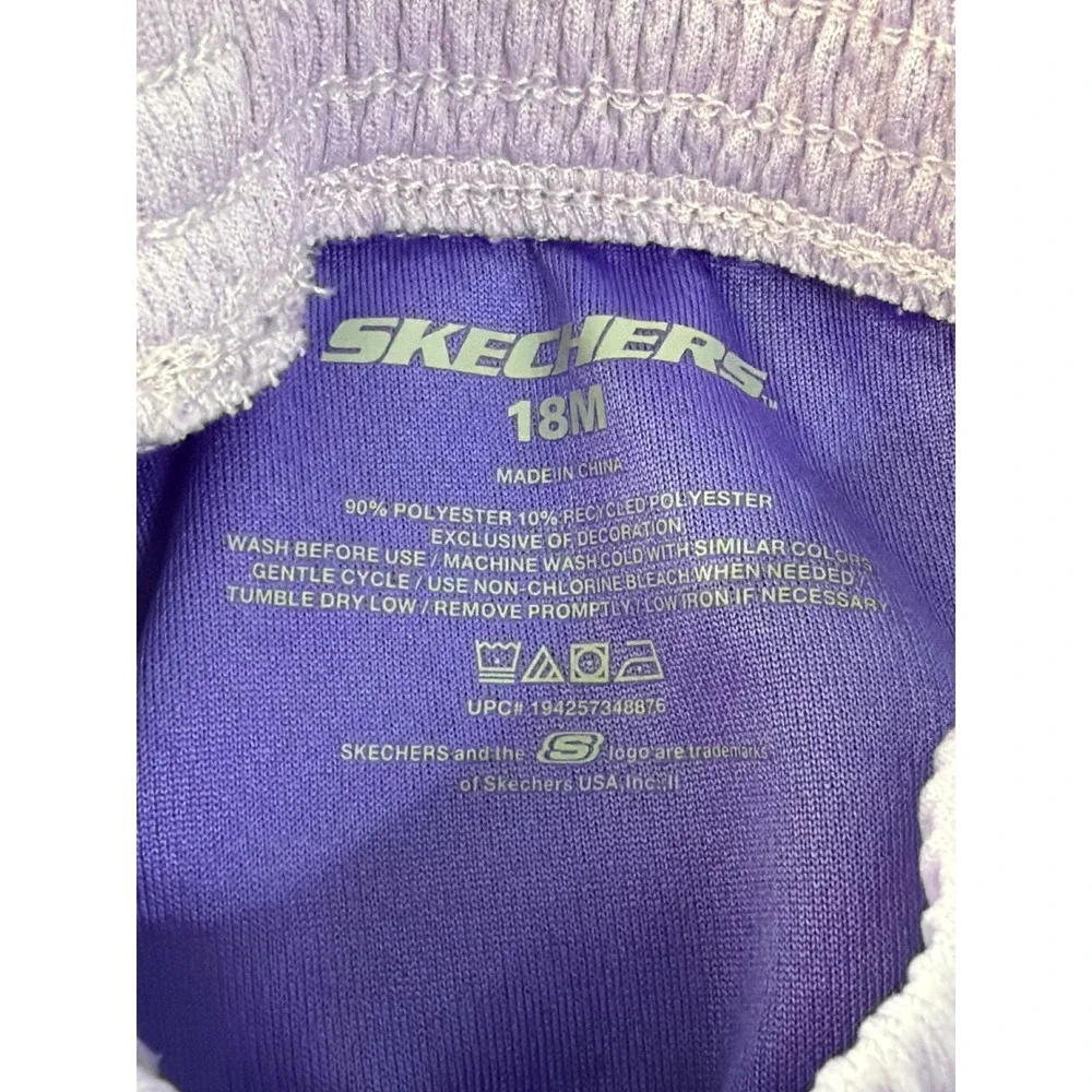 Skechers Short Set Girls 18M Purple California Palm Tree Tie Front Mesh 2PC